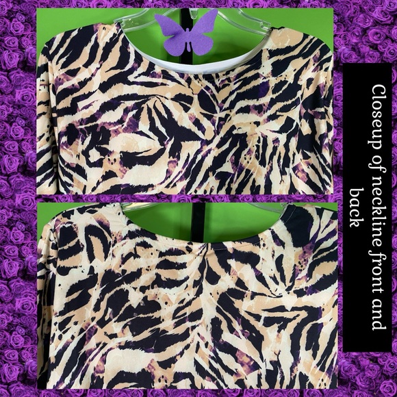 NWT 1X SWING TUNIC BLACK & BUTTERY BEIGE TIGER ANIMAL PRINT generously sized - Picture 8 of 14